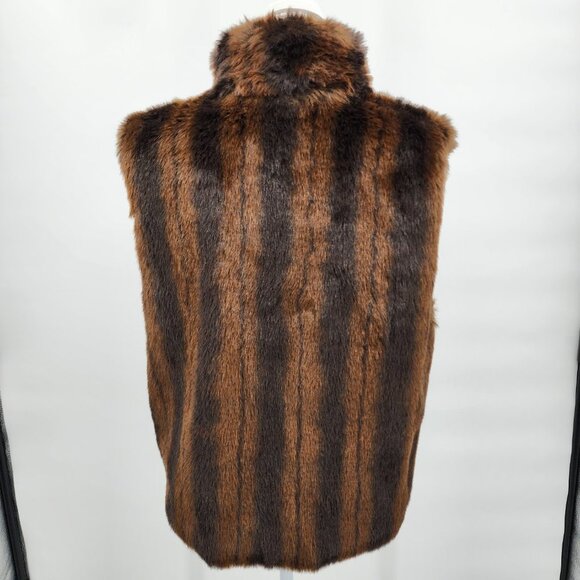 COACO New York Faux Mink Reversible Brown & Black Winter Vest M - Picture 5 of 11